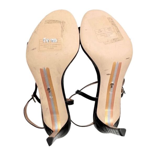 Sam Edelman Sandals Size 9.5 Black Croc Embossed Dara Open‎ Toe Ankle Strap - Picture 9 of 9